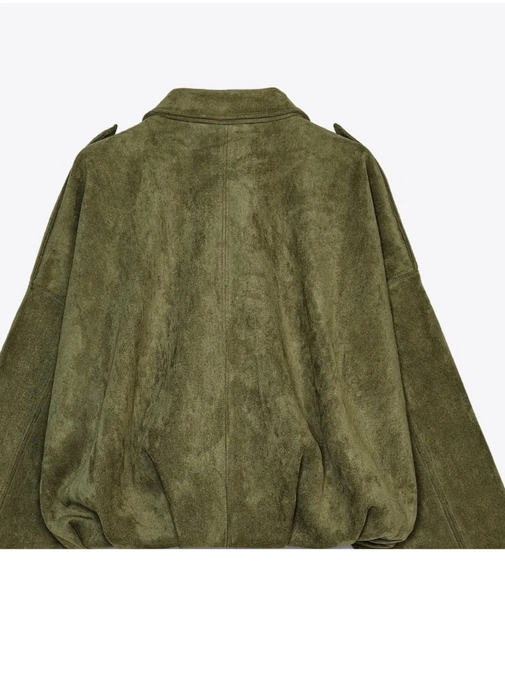 Zara Olive Green faux Suede bomber Jacket - Picture 5 of 10